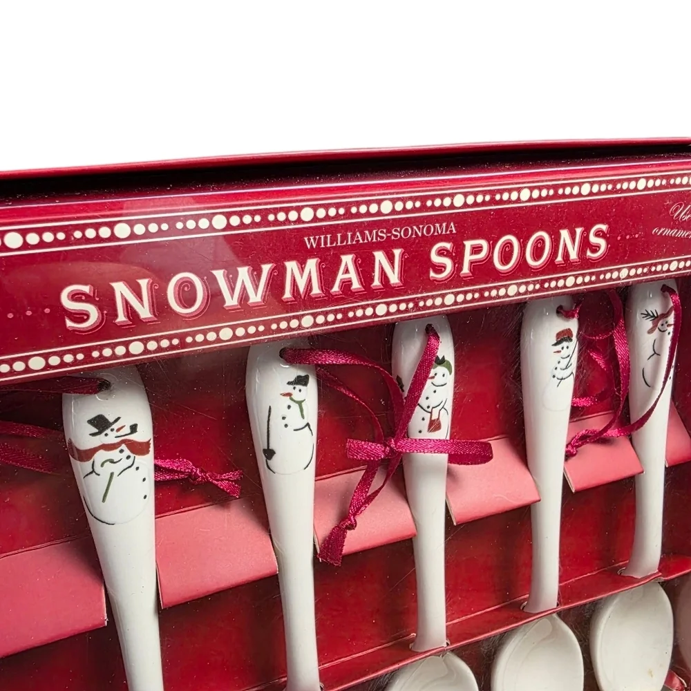 NIB 2006 Williams-Sonoma Snowman Christmas Spoons/Ornament Set
